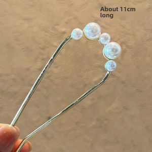 New Chinese Pearl U-Shaped Hair Pin Female Elegant Bun Hair Comb Barrettes Back Head Updo Pin Headdress Hair Clasp