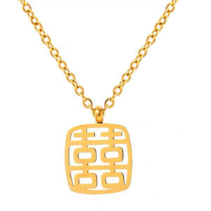 Fashionable Lockbone Necklace Double Happiness Character Lucky Design Simple Celebratory Chinese Culture Jewelry for Women