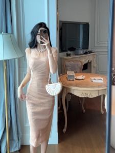 ZYHT EraVogue Váy nữ váy vàng váy dạ hội nữ váy dài tay váy sequined váy xã hội cao váy cưới váy cưới Pháp 11106