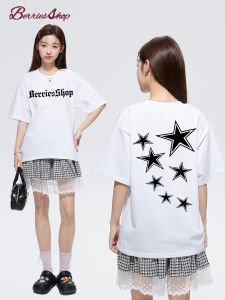 Áo Thun Cotton Tay Ngắn Mùa Hè Pure Cotton Cho Nữ Phong Cách Đường Phố Hip Hop Thường Ngày Dáng Rộng in Họa Tiết Hoạt Hình