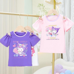 [PRINCESS KESLI] 2-11 Tahun Baju Tshirt Kaus Lengan Pendek Katun Murni Anak Perempuan Baru Musim Panas Atasan Anak Perempuan Mode Kuromi Tren Pakaian Luar Kasual Modis