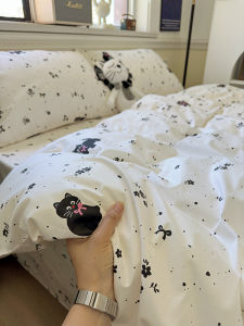 Seine Riverชนบท เรียบง่าย บริสุทธิ์ ผ้าฝ้าย ผ้าปูที่นอนผ้านวมปลอกหมอนเดี่ยวสามารถจับคู่หอพักชุดสี่ชิ้นได้