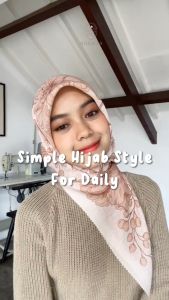 NISKALLA Laser Cut Hijab Segi Empat Print Motif: Abu Muda, Soft Pink & Hijau