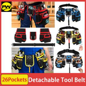 Magnetic Tool Pouch with 26 Pocket Tool Belts Adjustable & Detachable Belt Tool Bags for Electrician Carpenter Construction