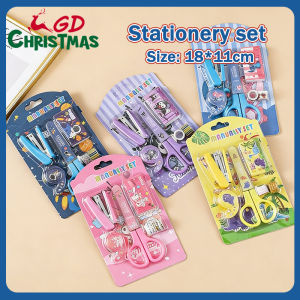 Cartoon Scissors Stapler Set Decorative Tape Stationery Set Kids DIY handmade tools School Office Stationary