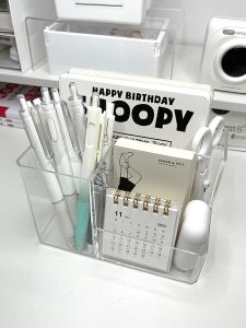 Large Capacity Transparent Multi-functional Pen Holder Creative Desk Organizer Stationery Box for Office And Student Dormitory