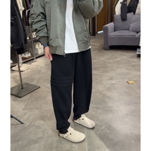 Casual Mens Straight Leg Pants Spring Autumn New Trend Brand Three Bar Stripe Design High End Sport Long Trousers