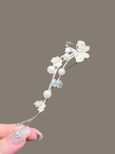 Retro Pearl Butterfly Hair Clip Curly Large Size Side Clip Korean Style Hair Accessories for Brides And Women