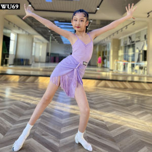 Girls Latin Dance Performance Costume Tassel Trimmed Practice Suit Childrens Spring Summer Fashionable Sportswear