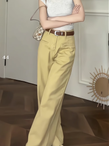 Chic Casual Pants Women High Waist Straight Leg Loose Fit Stylish Spring Commute Jeans Korean Style Long Pants Slimming Effect