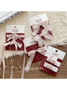 Pink Heart Shaped Rhinestone Butterfly Knot Hair Clip Childrens Hair Accessories Princess Sash Clip for Girls New Year Decoration