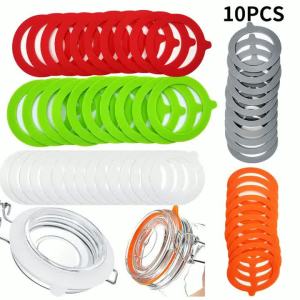 10pcs Silicone Replacement Gasket Airtight Rubber Seals Rings For Jar Lids