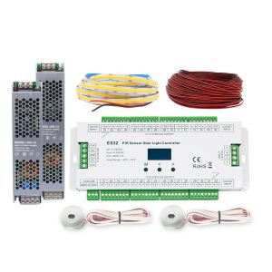 ES32 บันได Light Controller พร้อม PIR Human Body อินฟราเรดเซนเซอร์สวิทช์ 32 ขั้นตอนบันไดโคมไฟกลางคืนควบคุมแสง