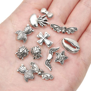 Hợp kim kẽm hạt cườm kim loại chữ Thập Trái tim thiên thần Bướm sao hoa quyến rũ Mặt dây chuyền cho bông tai vòng đeo tay DIY jewerly Craft làm