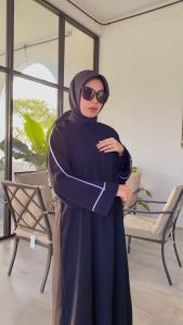 abaya wanita arab hitam couple ibu dan anak bahan jetblack saudi mewah list pita tangan