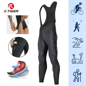X-TIGER Cycling Tights Men Bike Bib Pants 5D Gel Padded Spring Fall Outdoor Sports Riding Mountain Road Bicycle Trousers