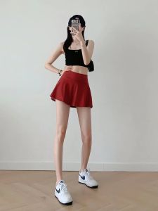 Xiaoru American BM Style High-Waist Sports Short Skirt for Young Girls Summer Tennis Anti-Light A-Line Yoga Pleated Hems