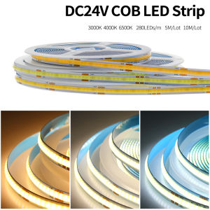 Hunta  COB LED Strip Light 320 LEDs High Density Flexible COB LED Lights DC24V Warm Natural Cool White LED Tape 5M 10M COB5米10米LED灯带