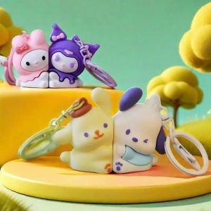 New Best-selling Sanrio Creative Magnetic Pochacco PomPomPurin Keychain Cartoon My Melody Kuromi Couple Cute Pendant Decoration Holiday Gift