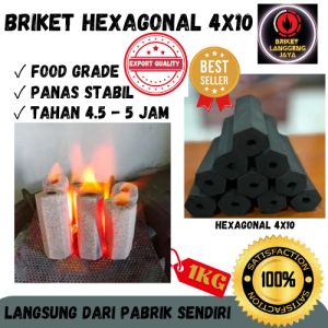 Briket Arang Barbeque Hexagonal 4 x 10 (1Kg)