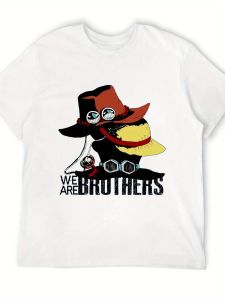 Bandai | ONE PIECE Animation Derivatives ASL Hat Printed Short Sleeve T-Shirt Mens and Womens 2025 Summer New Fashion Casual Cotton Top