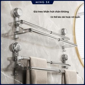 Giá Treo Khăn Treo Tường Hai Lớp 56-94cm Hút Chân Không Không Cần Khoan Giá Để Đồ Nhà Tắm Giá Đơn Cho Nhà Bếp Và Phòng Tắm