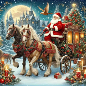 HUACAN 5D Diamond Painting Santa Claus Christmas Full Square Round Drill Wall Decor Mosaic Winter House
