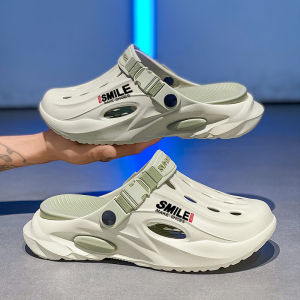 Hole Shoes Mens Summer Outdoor Non-Slip Beach Sports Sandals Driving Dual-Use Closed Toe Drooping Drifting Slippers