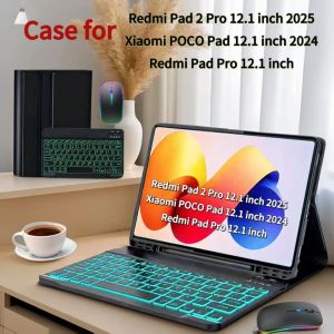 Detachable Bluetooth Keyboard Case for Redmi Pad Pro & Redmi Pad 2 Pro 12.1-inch Tablet - Compatible with Xiaomi Poco Pad