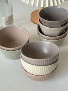 Bộ Bát Cơm Phong Cách Hàn Quốc Màu Melange Lớn Bằng Gốm Sứ Dùng Trong Gia Đình Bát Tráng Men Mờ Bát Đựng Kem Bát Đựng Súp Nhỏ