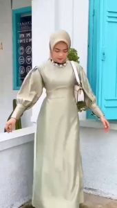 Dress Lyodra - Dress Satin Silk Glossy / Dress Bridesmaid Kondangan Gamis Modern Kekinian