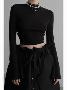 เสื้อยืดถักแบบมีเชือกผูก 4 ทาง เสื้อชั้นในถัก แขนยาว ปกติ ฤดูใบไม้ร่วง 2023 สำหรับผู้หญิงวัย 25-29 ปี