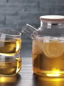 Large Capacity Thickened Glass Tea Pot Wide Mouth Bamboo Lid