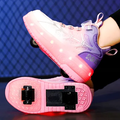 KUOBURENSHENG | Flash Wheels Retractable Boys Roller Skates
