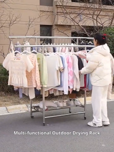 Stainless Steel Clothes Drying Rack With Wheels Heavy Duty Clothing Rack Organizer For Bedroom Balcony Laundry Room Storage