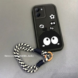 casing hp Vivo Y03 terbaru 2025 kartun Bola batu bara kecil Lanyard Anti -fall Model wanita Sederhana Sastra dan Seni