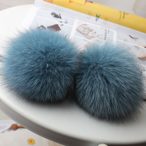 ลูกขนสุนัขจิ้งจอกแท้9ซม. DIY หมวกรองเท้าใส่เสื้อผ้าแมทช์ลุคง่ายลูกขนฟูๆทรงกลมน่ารักหรูหราเบาๆที่ห้อยกระเป๋าพวงกุญแจ