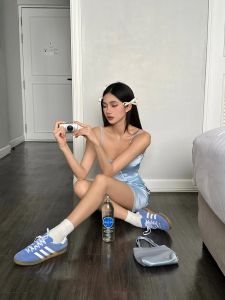 Original ลูกไม้ Trim Blue ลายดอก ฤดูร้อน ชุดราตรี ไม่มีสาย สีดำ Bowtie Vintage Sweetheart Style ชุดนอน เดรส