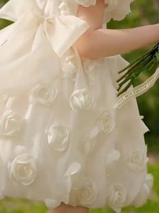 Gaun Pesta Anak Perempuan Gaya Korea Lengan Pendek 1-7 Tahun