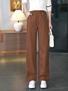 Autumn Winter Womens Straight Leg Pants Loose Comfortable Casual Trousers Fashionable Simple Design Fleece Lined Slimming Wide Leg Pants