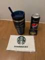 Starbucks Stainless Steel STANLEY Blue Silver Meteor Cold Cup 16 oz.. 