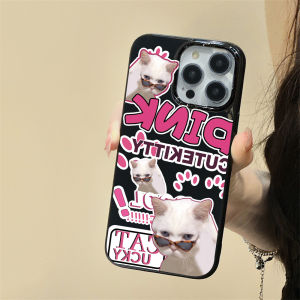 เคส สำหรับไอโฟน11 Casing For iPhone 11 14 7Plus XR X 12 13 Pro Max 15PRO MAX 14 7 8 6s 6 Plus XS Max SE 2020 Sunglass catเข้ากันได้สำหรับ เคสไอโฟน TPU ซิลิโคนนุ่มเคสลูกกวาดเคลือบเงา Soft case