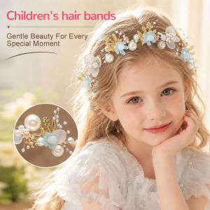 Pearl Flower Headband Bracelet Set for Girls Kids Ribbon Hair Band Floral Hair Accessories Gift⚡PH deliveryIn stock⚡