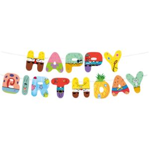 Hasbro | SpongeBob Birthday Party Decoration Kit with Aluminum Foil Balloon Kids Event Supplies Disposable Tableware Banner Backdrop Gift