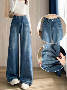 Loose Wide Leg Denim Jeans Womens Spring Autumn 2025 New Style Korean Version Small Size Casual Straight Leg Pants