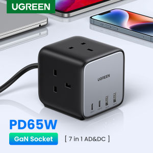 UGREEN GaN Power Socket DigiNest Pro 65W USB C Charging Station 7-in-1 Power Strip with 3 AC Outlets 2 USB-A Ports 2 USB-C Ports Extension Cord Outlet Extender PD Fast Charging for MacBook Pro Home Office