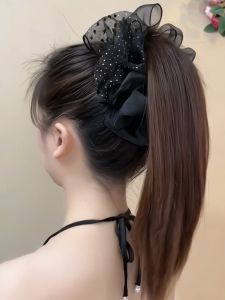 Non-Metallic Hair Accessories Gold Spot Double Layer Mesh Summer Versatile Fluffy Bubble Clouds Volumizing Claw Clips for Women