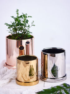 Gold Ceramic Flower Pot Luxury Nordic Christmas Floral Green Silver Simple Rose Gold European Style Vase for Flowers Or Plants
