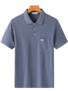 เสื้อยืดคอกลมแขนสั้นผ้าฝ้ายแท้สำหรับผู้ชายวัยกลางคนและผู้สูงอายุ ทรงหลวม สไตล์ลำลอง ฤดูร้อน 2025 แบรนด์อื่นๆ