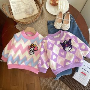 เสื้อกันหนาวเด็กผู้หญิง ฤดูใบไม้ร่วงและฤดูหนาวแขนยาว รูปแบบการ์ตูน เสื้อกันหนาวอุ่น ลมหวาน【Hippobaby】